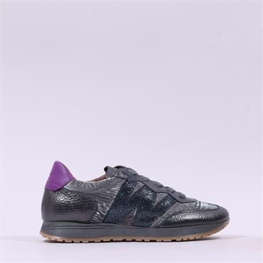 Wonders Towanda Nylon Laced Trainer - Gun Metal